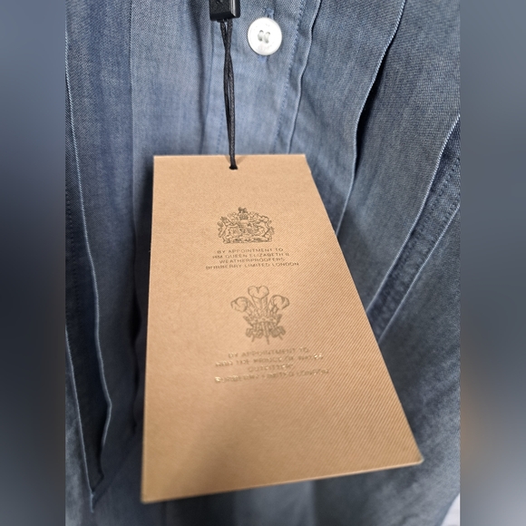 NWT Burberry Men's Benfleet Denim Blue Chambray Shirt Button Down Shirt sz XXS - Picture 15 of 16